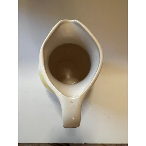 Spring Farmhouse White Floral Art Ware Pitcher Hand Painted Flower Design Vtg - Picture 10 of 16